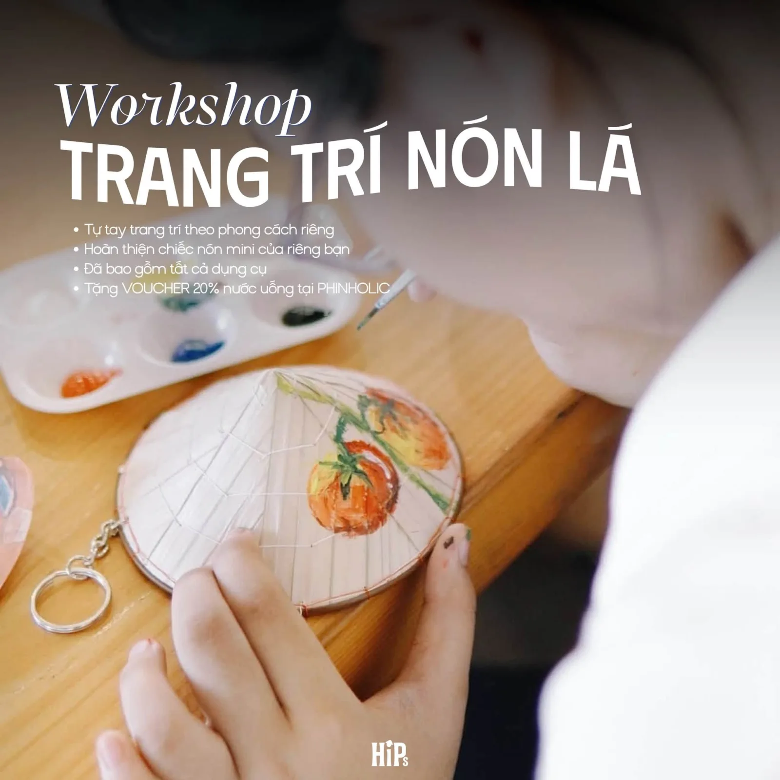 Trang trí móc khóa nón lá